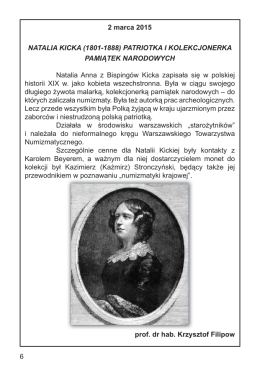 6 2 marca 2015 NATALIA KICKA (1801-1888) PATRIOTKA I