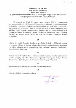 w sprawie udzielenia Parafii Rzymsko