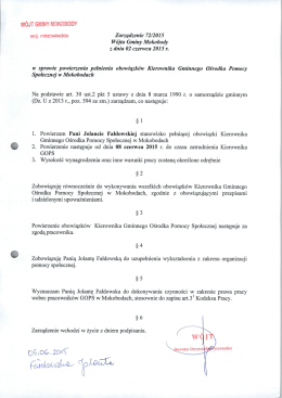 Zarządzenie nr 72.2015 w sprawie powierzenia