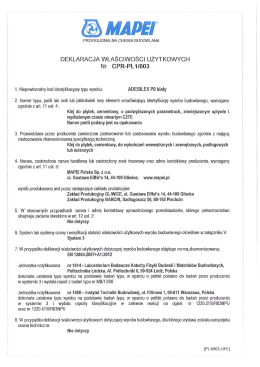 Deklaracja właściwości użytkowych Adesilex P9 Biały od