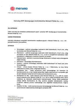 Instrukcja BHP dla kontrahent&oacute;w Menard Polska (POL)