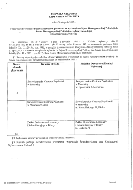 Uchwała NR X/103/15 Rady Gminy Morawica z dnia 30 sierpnia