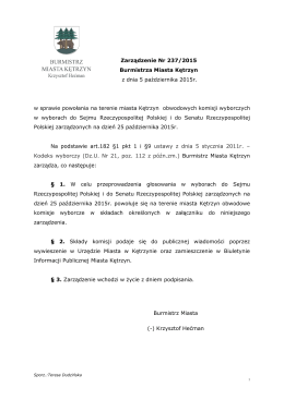 Zarządzenie Nr 237/2015 Burmistrza Miasta Kętrzyn z dnia 5