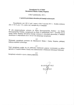 Zarządzenie Nr 117/2015 Burmistrza Miasta i Gminy Stopnica z dnia