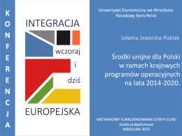 Środki unijne dla Polski w ramach krajowych programów operacyjnych