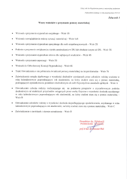 Załącznik 3 Wzory wniosków o przyznanie pomocy materialnej