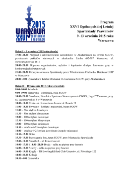 Program XXVI Ogólnopolskiej Letniej Spartakiady Prawników 9–13
