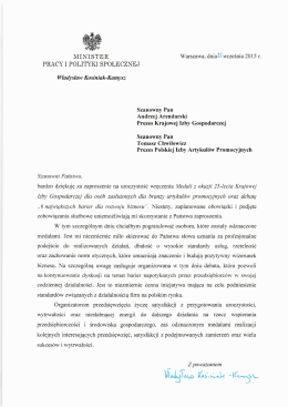 list ministra pracy i polityki społecznej władysława kosiniaka