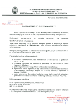Zaproszenie do złożenia oferty - Służba Kontrwywiadu Wojskowego