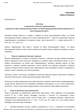 PKW | Wybory do Sejmu RP i Senatu RP niepelnosprawni