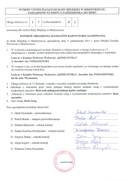 WYBORY UZUPEŁNIAJĄCE DOIRADY MIEJSKIEJ W