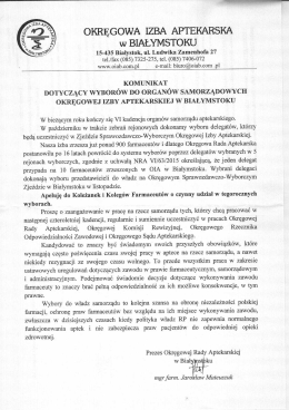 Komunikat Prezesa ORA ws. wybor&oacute;w