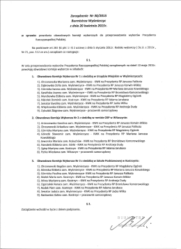 Zarządzenie Nr 30/2015 Burmistrza Wyśmíerzyc z dnia 20 kwietnia