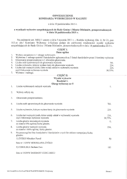 OBWIESZCZENIE KOMISARZA WYBORCZEGO W KALISZU z dnia