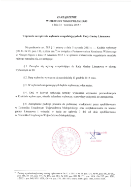 Zarządzenie Wojewody Małopolskiego z dnia 23 września 2015 r. w