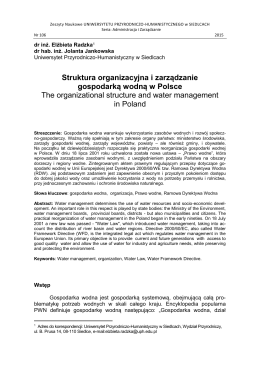 Struktura organizacyjna i zarządzanie gospodarką wodną w Polsce