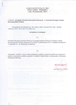Treść zarządzenia - Biuletyn Informacji Publicznej Urzędu Gminy