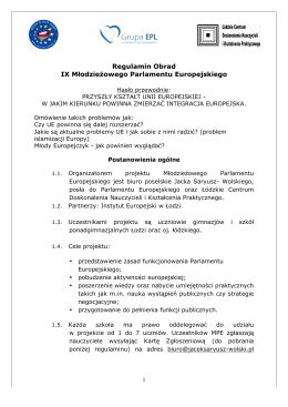 Regulamin IX edycji MPE - Jacek Saryusz