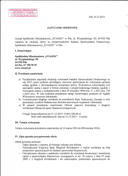 Zapytanie ofertowe na badanie Sprawozdania Finansowego za