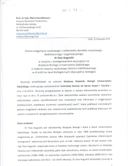Recenzja - prof. dr hab. Maria Koziołkiewicz