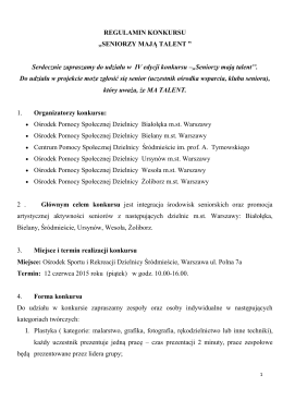 Regulamin Konkursu - Ośrodek Pomocy Społecznej Dzielnicy Żoliborz