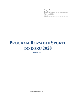 Program Rozwoju Sportu do roku 2020 r.