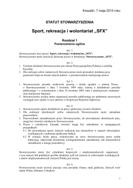 Statut Stowarzyszenia - Sport, rekreacja i wolontariat "SFX"
