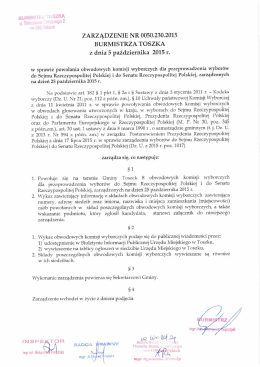 ZARZĄDZENIE NR 00502302015 BURMISTRZA `roszKA
