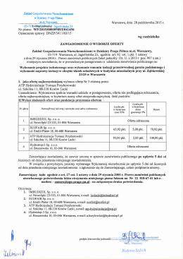 DNZP 63 15 Zawiadomienie o wyborze oferty