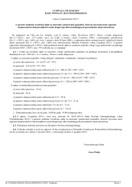 Uchwała Nr XI/66/2015 w sprawie ustalenia wysokości opłat za