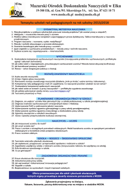Tematyka szkoleń rad pedagogicznych na rok szkolny 2015/2016