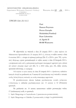 Departament Wykonania Orzeczeń i Probacji Warszawa, dnia Of &Oacute;q