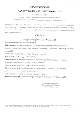 Obwieszczenie Państwowej Komisji Wyborczej o okręgu wyborczym