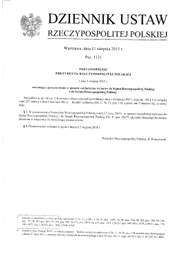 Postanowienie Prezydenta Rzeczypospolitej Polskiej z dnia 03.08