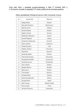 Lista osób, które z egzaminu przeprowadzonego w dniu 21 stycznia