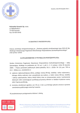 Zawiadomienie o wynikach postępowania