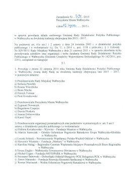 Zarządzenie nr 591/2015 Prezydenta Miasta Wałbrzycha z dnia 16