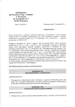 Informacja o zmianie siwz i przedłużeniu terminu składania ofert