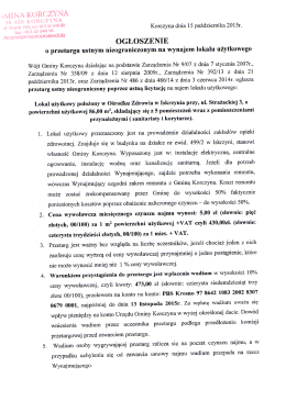 ogloszenie przetargu na wynajem lokalu