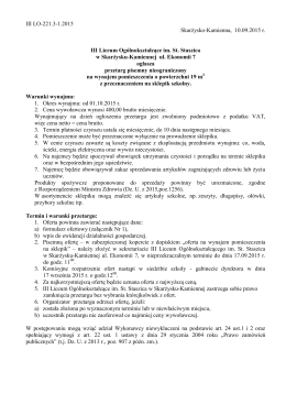 III LO-221.3-1.2015 Skarżysko-Kamienna, 10.09.2015 r. III Liceum