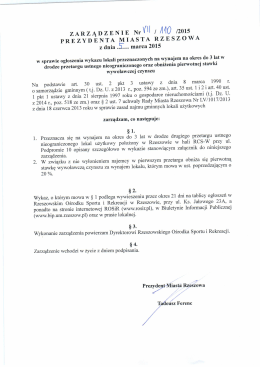 ZARZĄDZENIE NrVH /MO /2015 PREZYDENTA MIASTA RZEsZowA