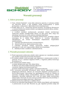 Warunki gwarancji - Schody Chudziński