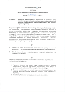 Zarządzeniu Rektora nr 18/2015