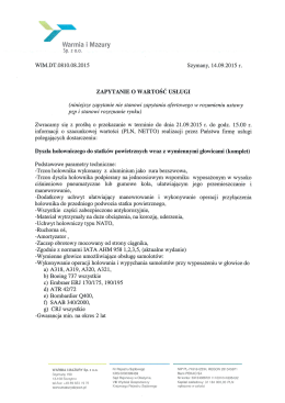 zAPYTANIE o wARToŚĆ USŁUGI