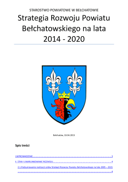 Strategia Rozwoju Powiatu Bełchatowskiego na lata 2014