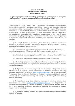 Uchwała Nr 50/ 2015 Zarządu Powiatu w Świdnicy z dnia 24 lutego