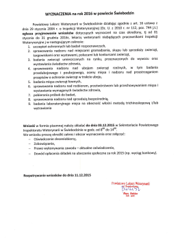 WYZNACZENIA na rok 2016 w powiecie