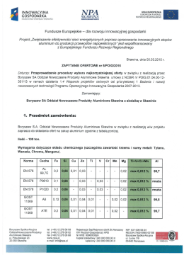 ZAPYTANIE OFERTOWE NR 5-POIG-2015 - aluminium
