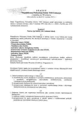 - S T A T U T Niepubﬁcznej Policealnej Szkoły TEB