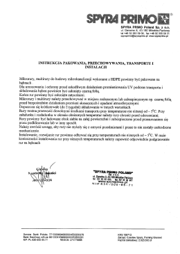 Instrukcja pakowania/transportu/instalacji